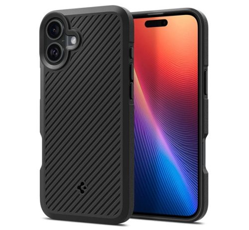 SPIGEN CORE ARMOR szilikon telefonvédő (ütésállóság, kameravédő, csíkos) FEKETE