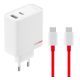 ONEPLUS SUPERVOOC hálózati töltő USB+Type-C aljzat (80W, PD gyorstöltő, GaN + Type-C kábel) FEHÉR