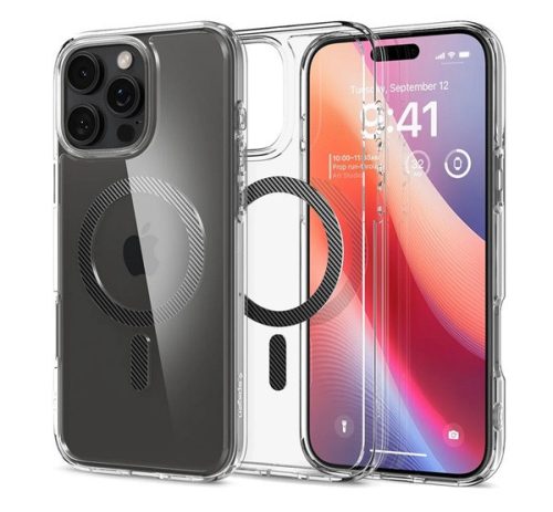 SPIGEN ULTRA HYBRID MAG műanyag telefonvédő (ütésállóság, légpárnás keret, karbon minta, MagSafe) ÁTLÁTSZÓ