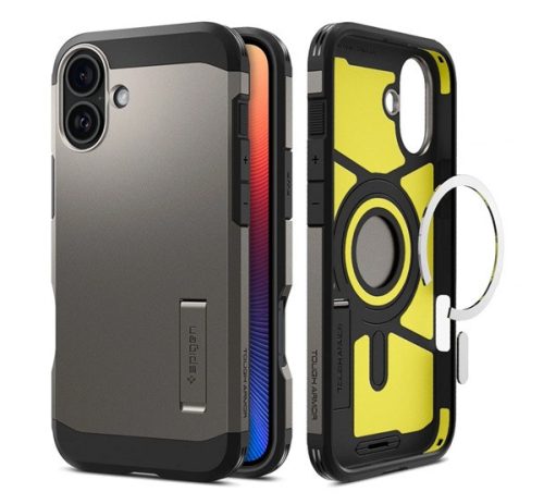 SPIGEN TOUGH ARMOR MAG műanyag telefonvédő (ütésállóság, MagSafe) SÖTÉTSZÜRKE