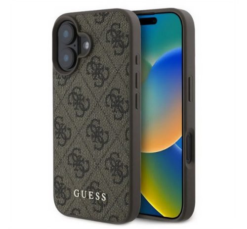 GUESS 4G METAL GOLD LOGO műanyag telefonvédő (textil hátlap) SÖTÉTBARNA