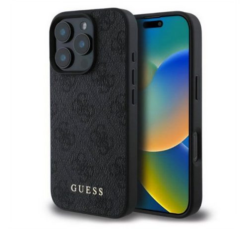 GUESS 4G METAL GOLD LOGO műanyag telefonvédő (textil hátlap) FEKETE