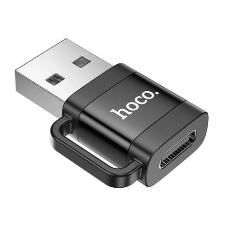 HOCO adapter (USB - Type-C aljzat, adatátvitel és töltés, OTG) FEKETE