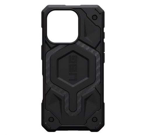 UAG MONARCH PRO szilikon telefonvédő (erős ütésállóság, karbon minta, MagSafe) FEKETE