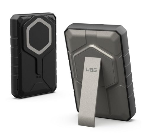 UAG RUGGED vésztöltő USB+Type-C aljzat (10000mAh, 20W, wireless, gyorstöltő, MagSafe, kitámasztó) VILÁGOSSZÜRKE