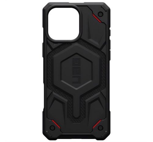 UAG MONARCH PRO szilikon telefonvédő (erős ütésállóság, textil minta, MagSafe) FEKETE