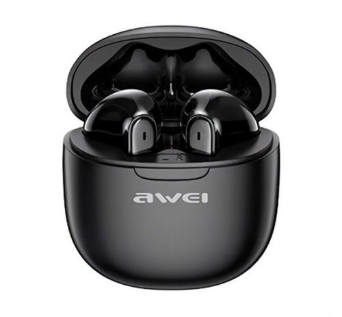 AWEI T68 bluetooth fülhallgató SZTEREO (v5.3, TWS, zajszűrő, mikrofon, IPX6 + töltőtok) FEKETE