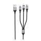 HOCO X102 adatkábel 3in1 (USB - lightning/microUSB/Type-C, 2.4A, 100cm, cipőfűző) FEKETE