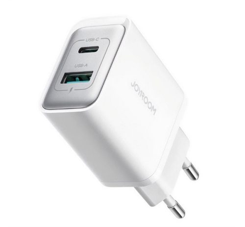 JOYROOM hálózati töltő USB+Type-C aljzat (30W, PD gyorstöltő 3.0) FEHÉR