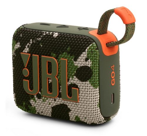 JBL GO4 bluetooth hordozható hangszóró (v5.3, 850mAh belső akku, 4.2W, IP67 vízálló, terep minta) SÖTÉTZÖLD