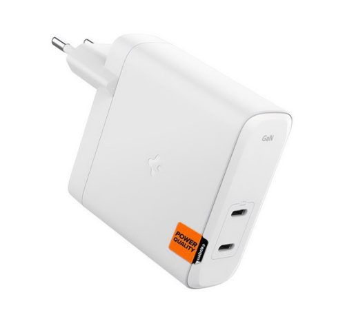 SPIGEN ARCSTATION PRO hálózati töltő 2 Type-C aljzat (140W, GaN, PD gyorstöltő 3.0) FEHÉR