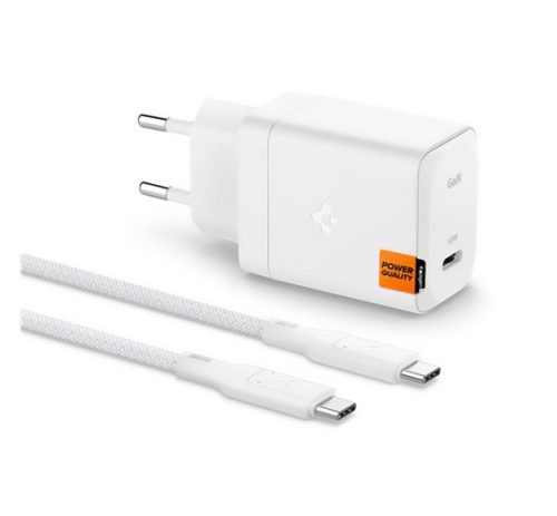 SPIGEN ARCSTATION PRO hálózati töltő Type-C aljzat (65W, GaN, PD gyorstöltő 3.0 + Type-C kábel) FEHÉR