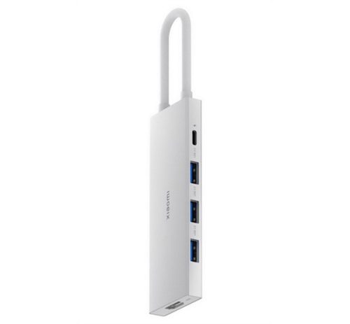 XIAOMI Type-C HUB 5in1 (aktív, 3 USB+2 Type-C aljzat) FEHÉR