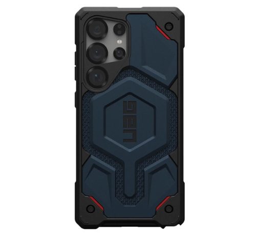 UAG MONARCH PRO szilikon telefonvédő (erős ütésállóság, textil minta, MagSafe) SÖTÉTKÉK