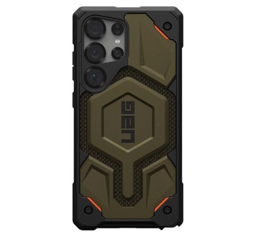 UAG MONARCH PRO szilikon telefonvédő (erős ütésállóság, textil minta, MagSafe) SÖTÉTZÖLD