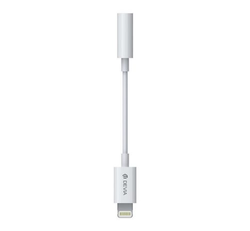 DEVIA audió adapter kábel (3.5mm jack aljzat - lightning, 12cm) FEHÉR