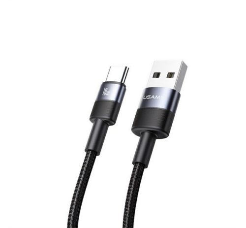 USAMS SY SERIES adatkábel (USB - Type-C, 3A, 18W, gyorstöltő, 120cm) FEKETE