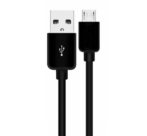 Adatkábel (USB - microUSB speciális, ultravékonyított fej, 90cm) FEKETE