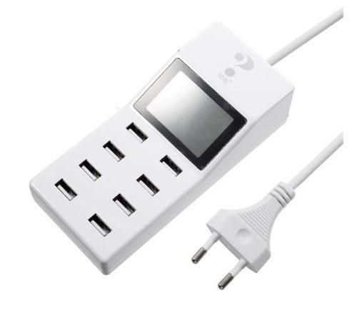 Asztali töltő állomás 8 USB aljzat (42W, LCD kijelző) FEHÉR