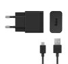 SONY hálózati töltő USB aljzat (15W, PD gyorstöltő 3.0 + UCB20 Type-C kábel) FEKETE