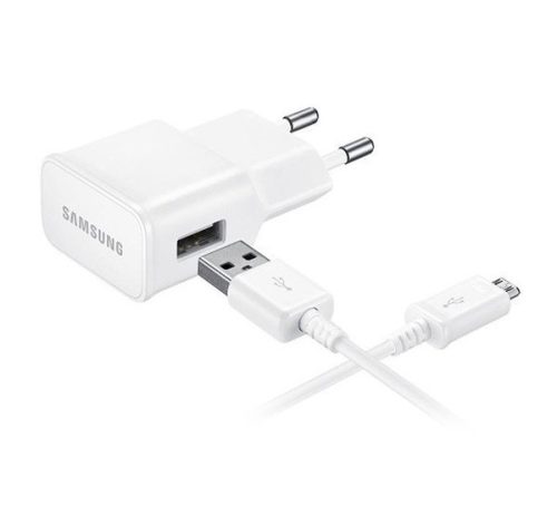 SAMSUNG hálózati töltő USB aljzat (8W + ECB-DU4AWE/ECB-DU68WE microUSB kábel) FEHÉR