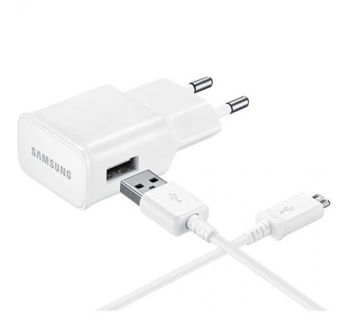 SAMSUNG hálózati töltő USB aljzat (gyorstöltő + ECB-DU4EWE microUSB kábel) FEHÉR