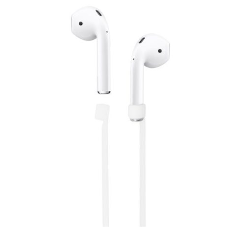 Szilikon tartó (nyakba akasztható, elvesztés gátló, Apple AirPods) FEHÉR