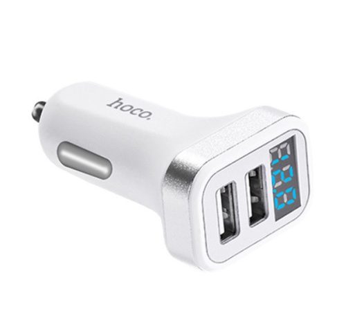 HOCO Z3 autós töltő 2 USB aljzat (15W, gyorstöltő, LED kijelző) FEHÉR