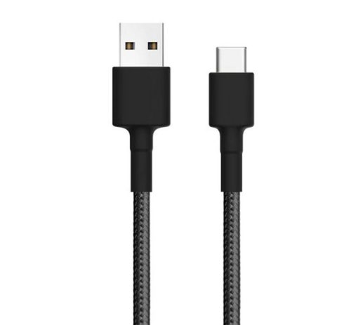 XIAOMI adatkábel (USB - Type-C, gyorstöltő, 100cm, cipőfűző) FEKETE