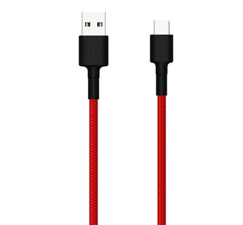 XIAOMI Mi Braided adatkábel (USB - Type-C, gyorstöltő, 3A, 100cm, cipőfűző) PIROS