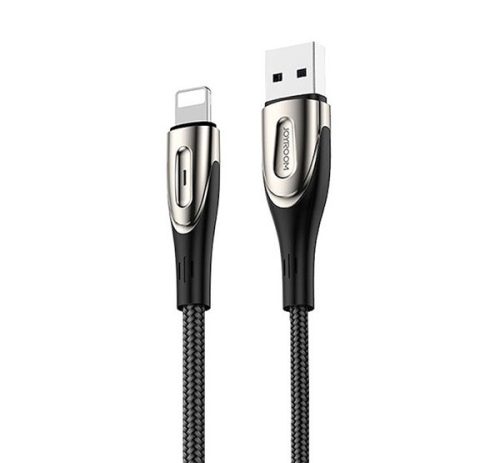 JOYROOM adatkábel (USB - lightning, 3A, gyorstöltő, 120cm, LED jelzés) FEKETE