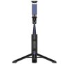 Designed for SAMSUNG szelfibot (univerzális, alumínium tripod állvány, bluetooth távkioldó, 60cm) FEKETE